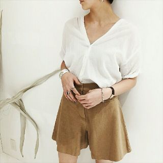 トゥデイフル(TODAYFUL)の【人気完売】TODAYFUL リネンハイウエストハーフパンツ 春夏トゥデイフル(ハーフパンツ)