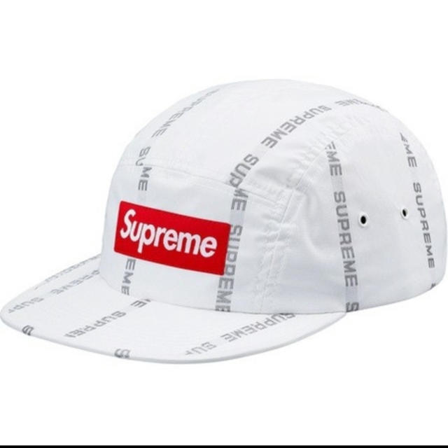 Supreme Reflective Text Camp Cap /white