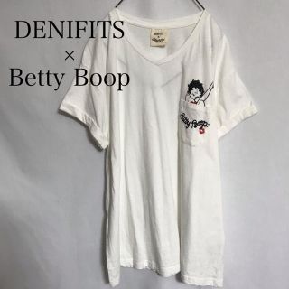 DENIFITS×BettyBoop Vネック Tシャツ Mサイズ ベティちゃん(Tシャツ(半袖/袖なし))