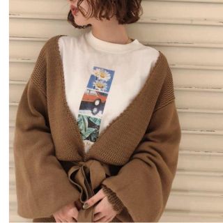 マウジー(moussy)の今季完売☆MOUSSY trim end knitカーディガン☆ニットガウン新品(カーディガン)