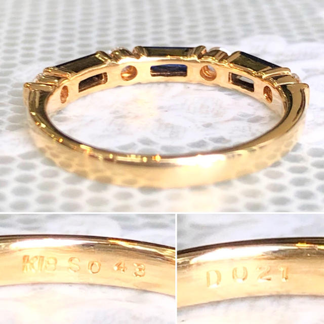 halhal様専用✨細身✨サファイア❣️ダイヤ K18 18金 リング 指輪 レディースのアクセサリー(リング(指輪))の商品写真