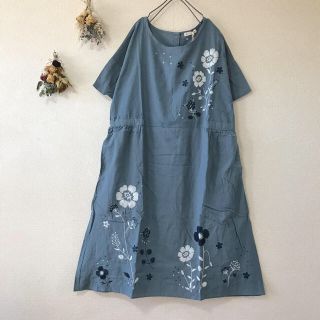 ソルベリー(Solberry)の最終お値下げ❤️＊soulberry＊新品＊お花刺繍ワンピース＊LL＊グリーン＊(ひざ丈ワンピース)