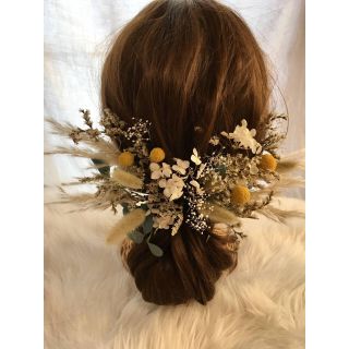 ボタニカルイエローヘッドパーツ髪飾り(ヘアアクセサリー)