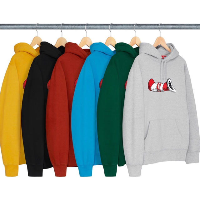 トップスsupreme cat in the hat hoodie 灰色 グレー