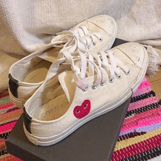 コムデギャルソン(COMME des GARCONS)のプレイ コムデギャルソン×コンバース ホワイト 24.5(スニーカー)