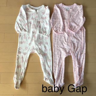 ベビーギャップ(babyGAP)のベビーギャップ  足付き花柄カバーオール 2枚セット(カバーオール)