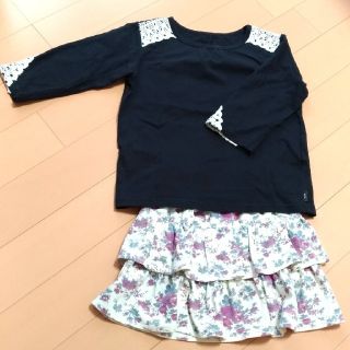 ベルメゾン(ベルメゾン)のカットソー＆スカート セット140＆キッズブーツ22cm(Tシャツ/カットソー)