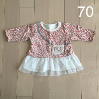 小花柄 チュール切り替えチュニック 70(シャツ/カットソー)