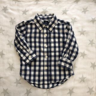 ベビーギャップ(babyGAP)のbabyGAP  ベビーギャップ チェックシャツ ブルー×ホワイト  80(シャツ/カットソー)