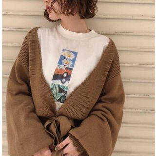 マウジー(moussy)の今季完売☆MOUSSY trim end knitカーディガン☆ニットガウン新品(カーディガン)