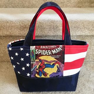 マーベル(MARVEL)のハンドメイド A スパイダーマン ファスナーバッグ(トートバッグ)