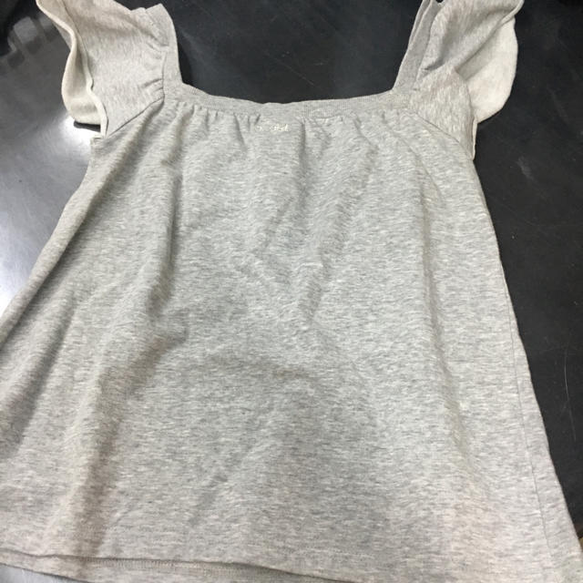 X-girl(エックスガール)のx-girl スクエアネックシャツ 半袖カットソー グレー サイズ1 レディースのトップス(カットソー(半袖/袖なし))の商品写真