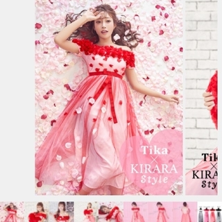 明日香キララさん着用💕花びらドレス ピンク(ロングドレス)