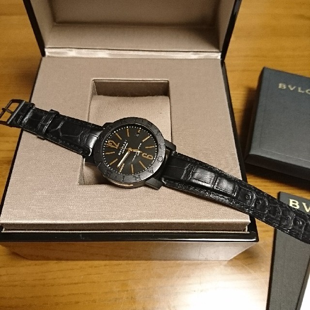 BVLGARI 正規品 カーボンゴールド ブルガリブルガリ 腕時計 クロコ 本物