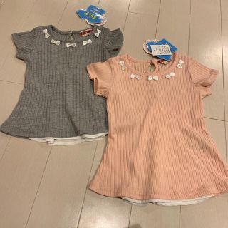 シマムラ(しまむら)の新品未使用 姉妹おそろい♡バックシフォントップス90.100(Tシャツ/カットソー)