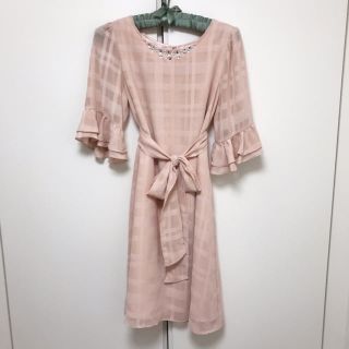 ミッシュマッシュ(MISCH MASCH)の試着のみ♡ビジュー シフォンワンピース 膝丈♡ドレス ワンピ(ひざ丈ワンピース)