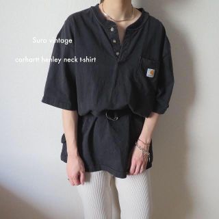 carhartt ヘンリーネック tシャツ ポケT 黒  レディース