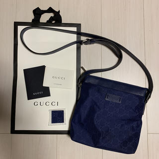 グッチ(Gucci)のGUCCI メンズ ショルダーバック ナイロンインクブルー 美品(ショルダーバッグ)