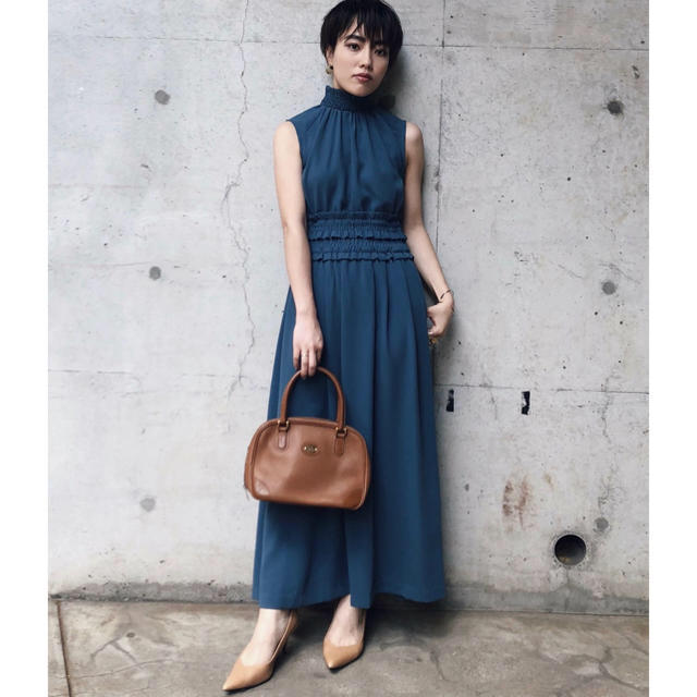 AMERI  SHIRRING LONG DRESSロングワンピース/マキシワンピース