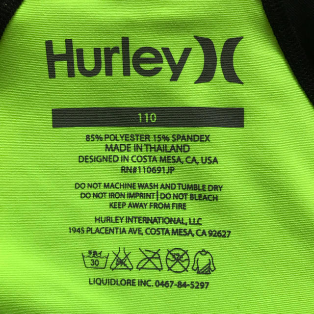 Hurley(ハーレー)の新品 ラッシュガード キッズ  サイズ110  水着 キッズ/ベビー/マタニティのキッズ服女の子用(90cm~)(水着)の商品写真