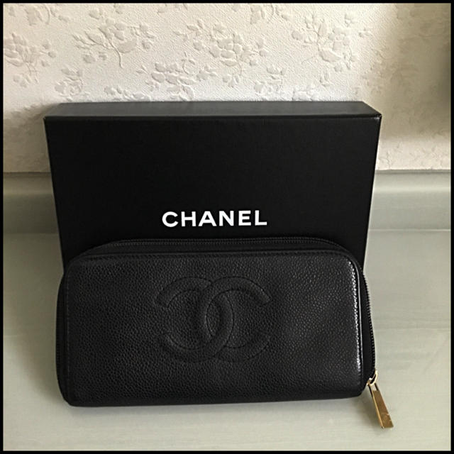 CHANEL キャビアスキン ラウンド 長財布 通帳入れにしても  正規品期間限定お値下げ