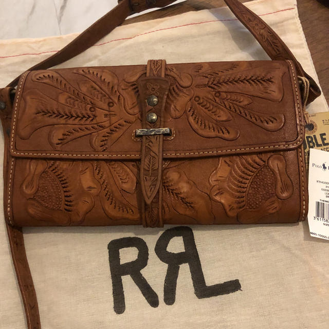 RRL カービングレザー クラッチ ショルダーバッグ 財布 ラルフローレン