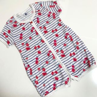 プチバトー(PETIT BATEAU)のmas2様専用♡プチバトー ショートロンパース12mミキハウスショートオール(ロンパース)