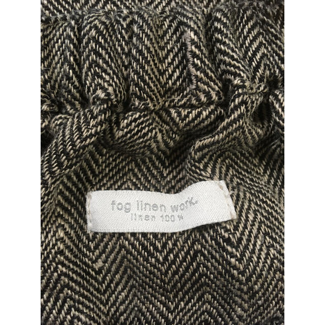 fog linen work(フォグリネンワーク)のフォグリネンワーク  リネン100% ヘリンボーン柄 ギャザースカート  美品 レディースのスカート(ロングスカート)の商品写真