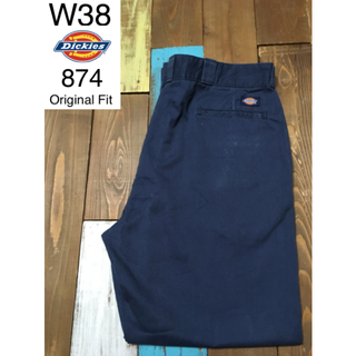 ディッキーズ(Dickies)の３９０２５　アメリカ 輸入 USED ディッキーズ　８７４　ネイビー　W３８(ワークパンツ/カーゴパンツ)