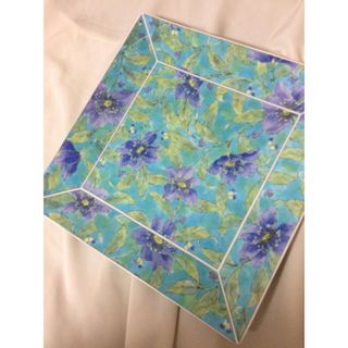 花柄 フラワー 平皿 四角 美品