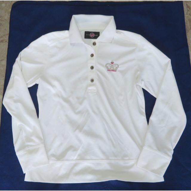 VIVA HEART(ビバハート)のVIVA HEART ビバハート 長袖　速乾ゴルフシャツ 白　ストーン付 42  レディースのトップス(シャツ/ブラウス(長袖/七分))の商品写真
