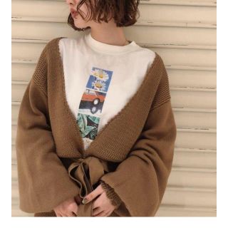 マウジー(moussy)の今季完売☆MOUSSY trim end knitカーディガン☆ニットガウン新品(カーディガン)