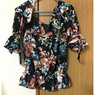 シマムラ(しまむら)のしまむら 新品 花柄 トップス ブラウス 2way Mサイズ ZARA アベイル(シャツ/ブラウス(半袖/袖なし))