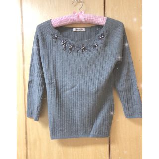 ジャスグリッティー(JUSGLITTY)の【moka0101様専用】JUSGLITTY・刺繍ビーズリブニット(カットソー(長袖/七分))