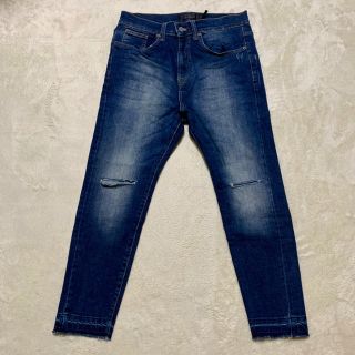 ザラ(ZARA)のザラ メンズ デニム クロップド スキニー ４０ ダメージ加工 フリンジ 裾 (デニム/ジーンズ)