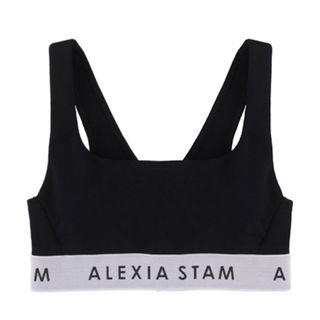 アリシアスタン(ALEXIA STAM)のアリシアスタン ロゴバンド トレーニングブラ　ブラック　Ｌサイズ　新品未使用(水着)