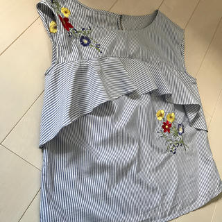 リランドチュール(Rirandture)のストライプ&刺繍ブラウス(シャツ/ブラウス(半袖/袖なし))