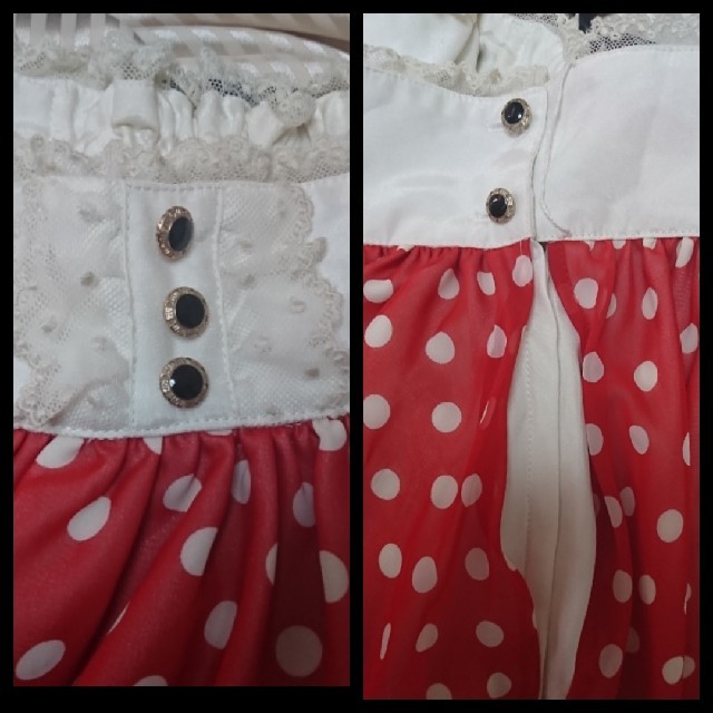 Angelic Pretty(アンジェリックプリティー)のアンジェリックプリティ 赤×白ドットスカート レディースのスカート(ひざ丈スカート)の商品写真