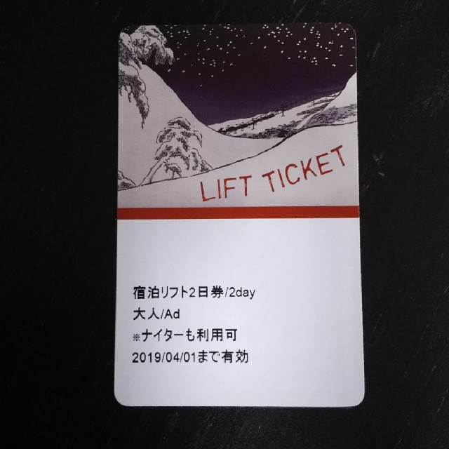 星野リゾート トマム TOMAMU  スキー場 リフト券 2日券 大人1枚