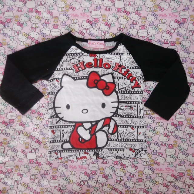 ハローキティ(ハローキティ)のHelloKitty ハローキティ 長袖 Tシャツ 黒 95 キッズ/ベビー/マタニティのキッズ服女の子用(90cm~)(Tシャツ/カットソー)の商品写真