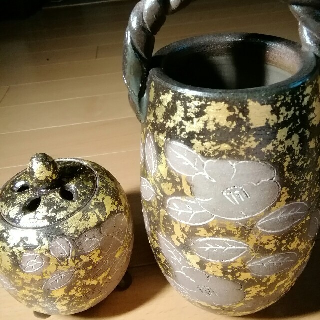 清水焼◆花瓶◆香炉◆金◆　最終価格 エンタメ/ホビーの美術品/アンティーク(陶芸)の商品写真