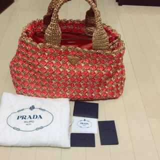 プラダ(PRADA)のプラダ ラフィアトートバッグ カゴバック(トートバッグ)