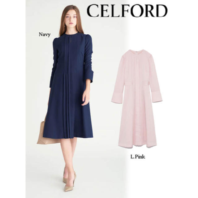 セルフォード CELFORD  バックサテンプリーツワンピース