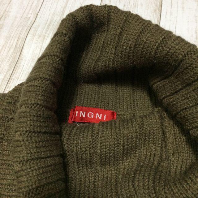 INGNI(イング)の【イング】ハイネック半袖ニット カーキ Mサイズ レディースのトップス(ニット/セーター)の商品写真