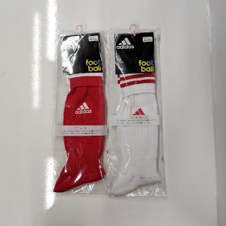 アディダス(adidas)の新品未使用！アディダスサッカーソックス2足セット(19-21cm)赤白&白赤(靴下/タイツ)