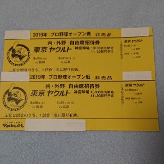 なおたお様専用・プロ野球オープン戦 東京ヤクルト 自由席×2(野球)