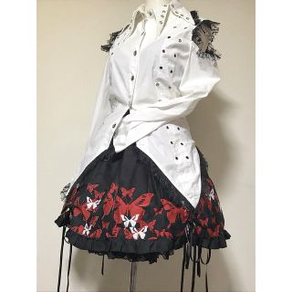 ボディライン(BODYLINE)の専用 BODYLINE  蝶々柄編み上げスカート(ミニスカート)