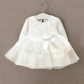 新品♡80-90♡フォーマルセレモニー 長袖刺繍ベビードレス♡白 (セレモニードレス/スーツ)