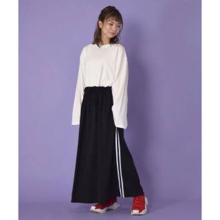 ダブルクローゼット(w closet)のダブルクローゼット☆異素材ドッキングライン入りワンピース(ロングワンピース/マキシワンピース)