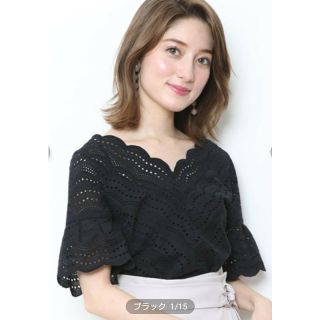 ジャスグリッティー(JUSGLITTY)の【タグ付】ジャス♡半袖コットンスカラレースブラウス(ブラック)(シャツ/ブラウス(半袖/袖なし))